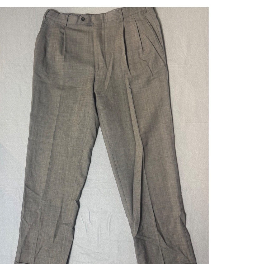 Luigi Baldo Men Grey Wool Pleated Dress Pants Tollegno 1900 Super 130s Italy 36